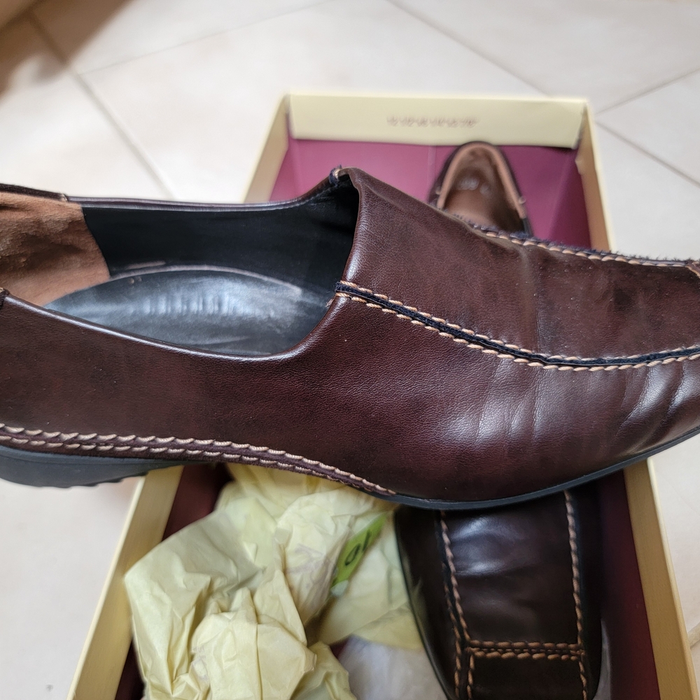 Paul Green Dark Brown Leather Loafers size 6.5